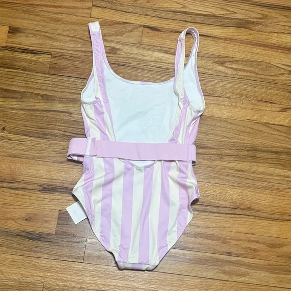 SOLID & STRIPED Pink and White Striped One Piece Swimsuit - Picture 2 of 3